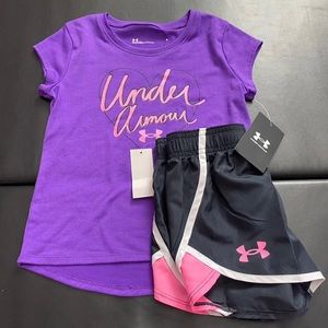 NWT Under Armour glitter athletic set girls size 6